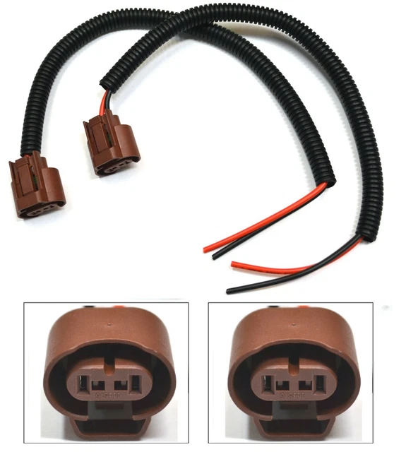 Extension Wire Pigtail Female U 9006 HB4 Two Harness Head Light Low Beam Socket