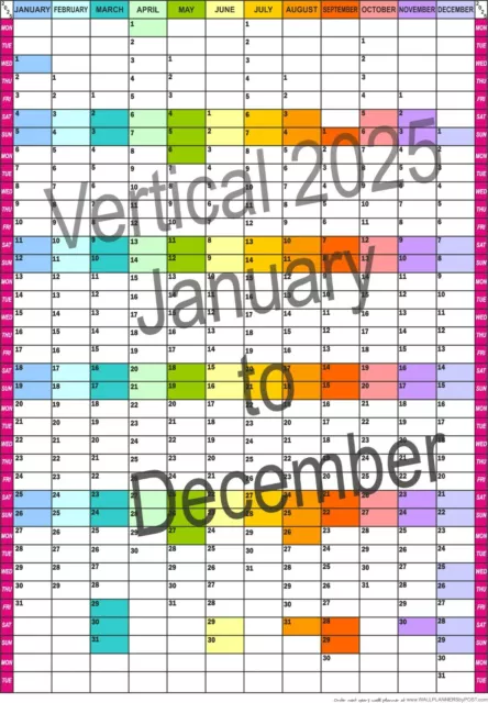 2025 YEAR WALL PLANNER Office Organiser Event Planner A3 A2 A1 A0  Jan - Dec 2