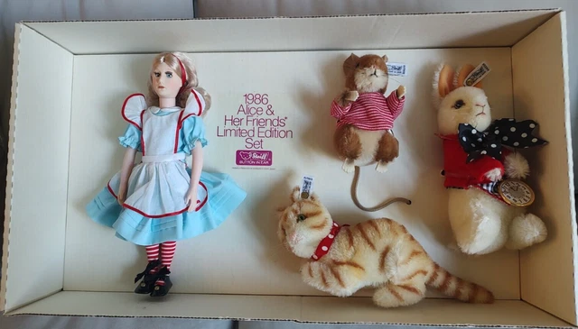 VINTAGE STEIFF ALICE in Wonderland and Friends Set 1986 NRB