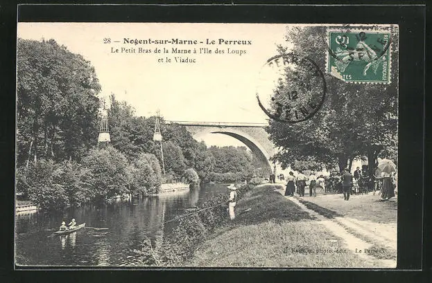 CPA Nogent-sur-Marne, the Little Arm of the Marne at the Island of Wolves and the Viaduct