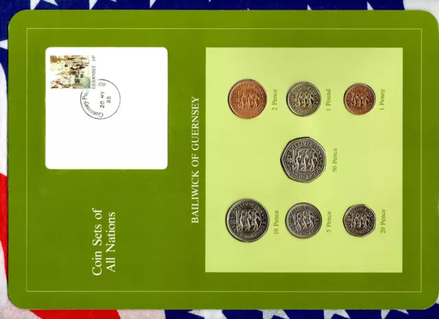 Coin Sets of All Nations Guernsey 1979-1984 UNC £1 1981 20,50 Pence 1983 20MY85