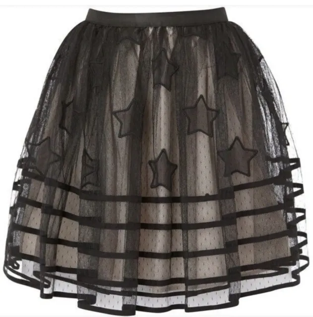 Red Valentino Black Star Tulle Swiss Dot Ballerina Skirt IT Size 40