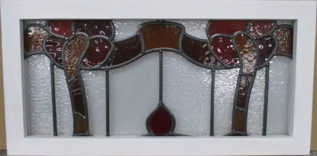 OLD ENGLISH LEADED STAINED GLASS WINDOW TRANSOM Pretty Abstract 25" x 12.5"