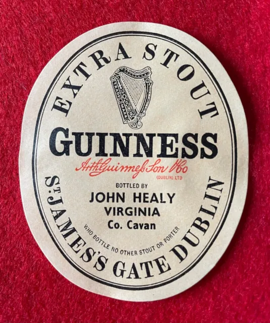 Guinness Bottle Label , Virginia , Co. Cavan , Ireland, Brewery, Vintage.