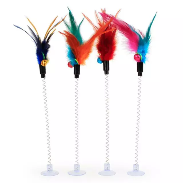 Cat Pet Toys Feathers Floor Suction cup Bell Teaser