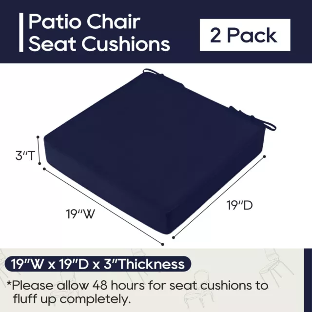 LOVTEX 19X19 OUTDOOR Chair Cushions Set of 2 Waterproof Patio Cushions ...