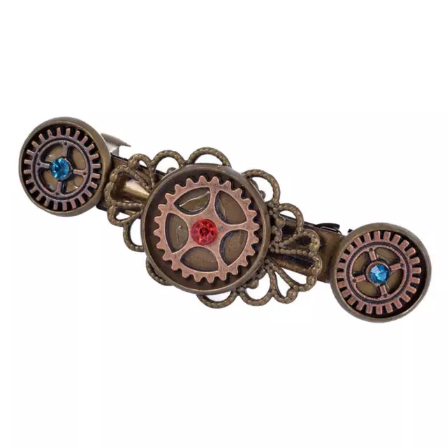 Vintage Cristal Strass Steampunk Gears Pince À Cheveux Barrette Accessoire De