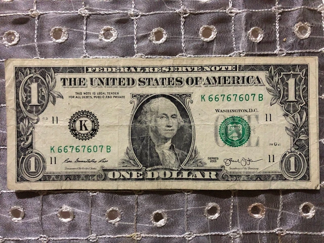 FIVE OF A KIND "6" - $1 Dollar Bill - TRINARY - SERIAL NUMBER's - BUY ONE or ALL