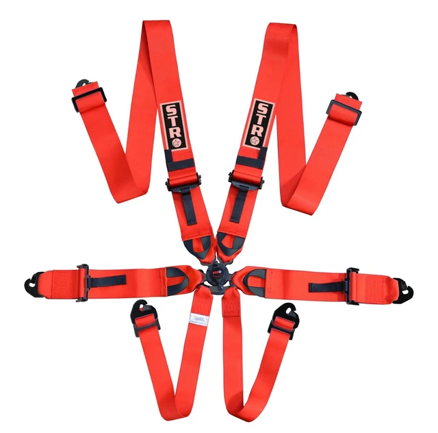 Red 6-Point Race Harness FIA 8853-2016 2028 Safety Seat Belt IVA Safe - STR