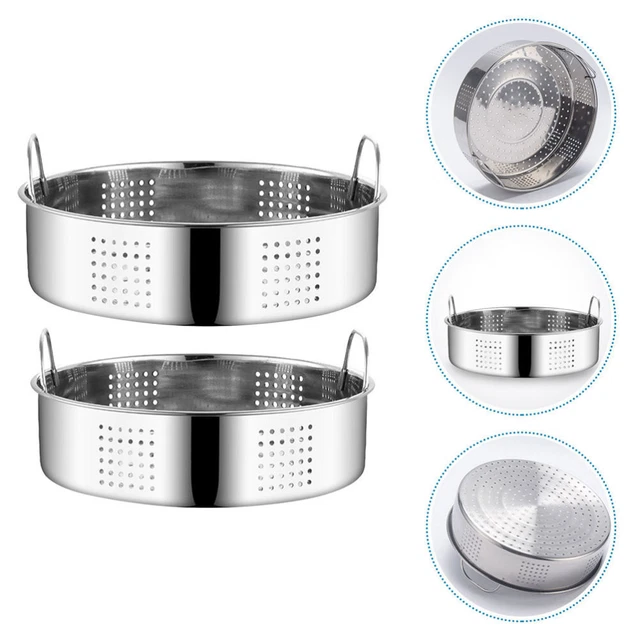 2 piezas Cesta de vapor de acero inoxidable Bandeja de vapor para alimentos Doble mango Comida Vapor
