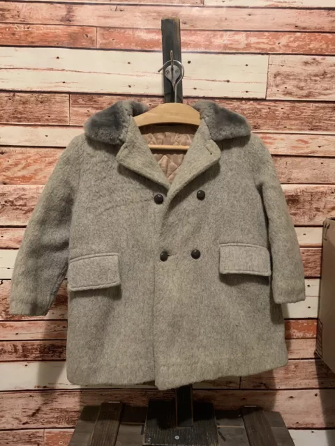 Vintage 1940's Childs Wool Winter Coat No Size Tag See Measurements