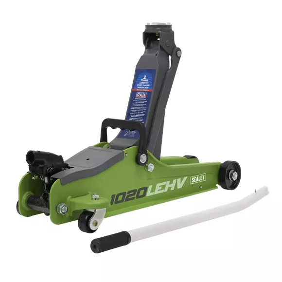 Sealey 1020LEHV 2 Tonne Low Entry Short Chassis Hi-Vis Green Trolley Jack