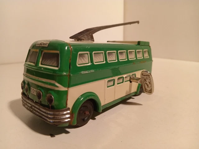 JOUSTRA GRAND TROLLEY-BUS 40cm GARE-MAIRIE TÔLE LITHOGRAPHIÉE 1955