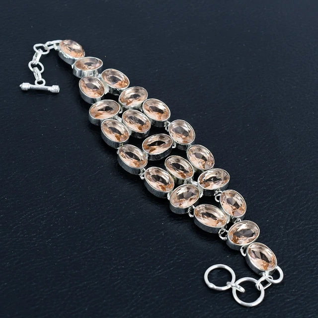 Bracelet Ajustable En Argent 925 Avec Pierre De Lune Arc-en-ciel - Fait Main En Inde