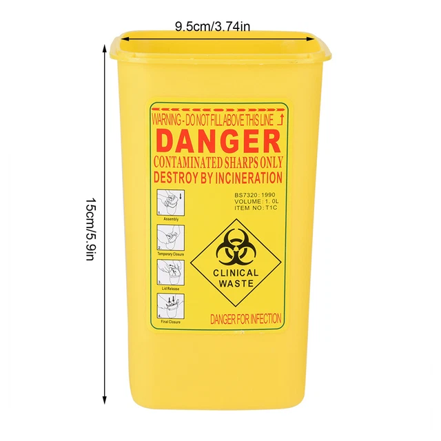 Tattoo Medical Plastic Sharps Container Biohazard Needle Disposal 1L Size Wa Cso
