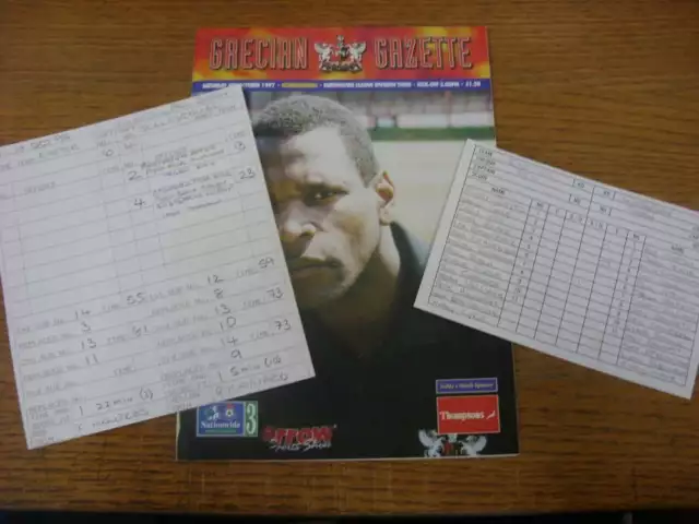 04/10/1997 Referee Programme: Exeter City v Scarborough  - The personal handwrit