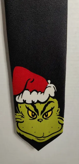 Dr.Seuss The Grinch Holiday Christmas Santa Men's Neck Tie Black