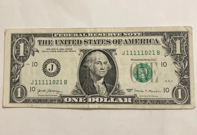 Extremely Cool 1 Dollar Bill Serial Number!