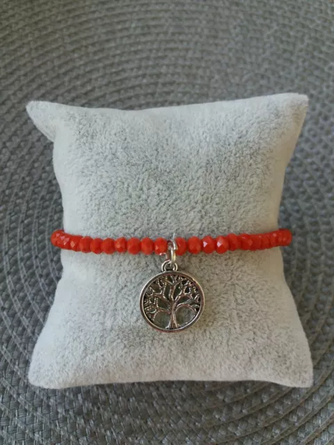 Pulsera Roja De Cristales Con Árbol De La Vida - mal de ojo- suerte-amor