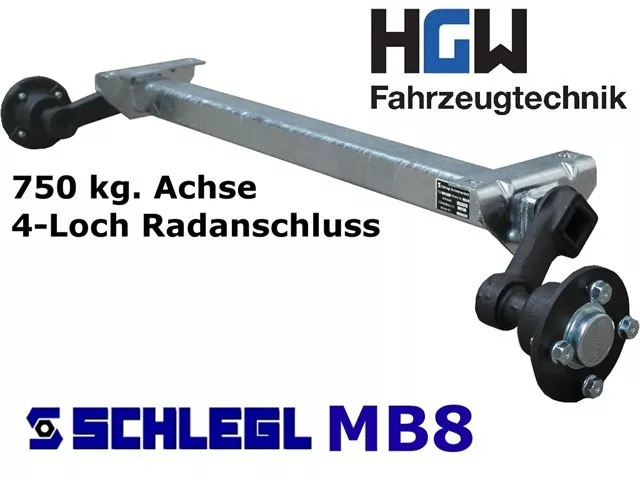 750 kg. Achse für Anhänger - AM: 900 mm - AS: 4*100 - ungebremste Anhängerachse