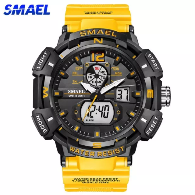 SMAEL Men's Watches Sport Digital Analog Alarm Waterproof Military Wrist Watch