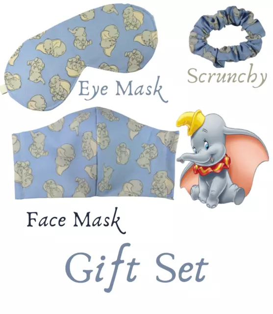 Dumbo Face Mask Eye Mask Scrunchy Gift Set Hand Made with 100% Cotton