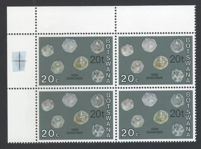 AOP Botswana #163 1976 20c Gem Diamonds block of 4 MNH