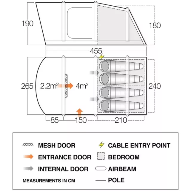 Vango Capri III 400 Air AirBeam® Tenda famiglia 4 persone - a base di erbe 2