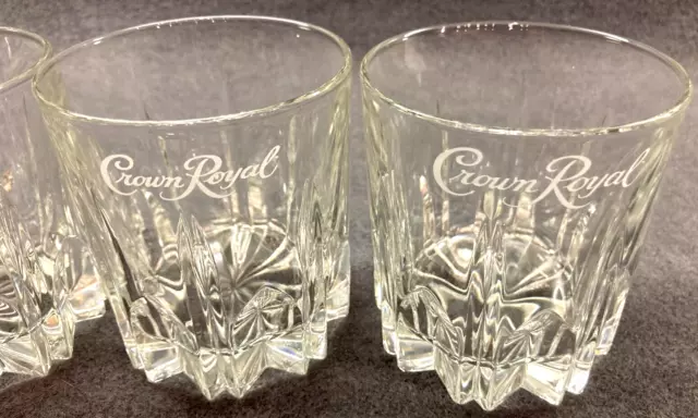 Crown Royal Diamond Cut, Etched Logo Italian Made Whiskey Rocks Glasses Set of 3