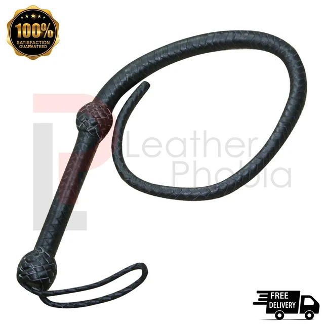 ANTIQUE COW HIDE Leather 3 feet Long 12 Plait Horse Bull Riding Whip ...