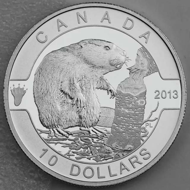 Canada 2013 $10 The Beaver 1/2 Troy oz. Pure Silver Matte Proof Coin O Canada #2