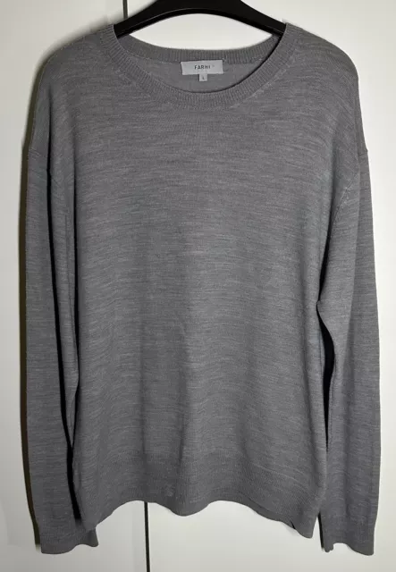 FARHI di NICOLE FARHI - MAGLIONE GIROCOLLO UOMO MISTO LANA GRIGIA - MAGLIONE GRANDE L