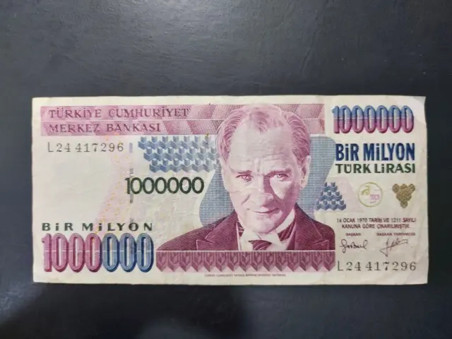 Turkey 1000000 Lira, 1990s, VF