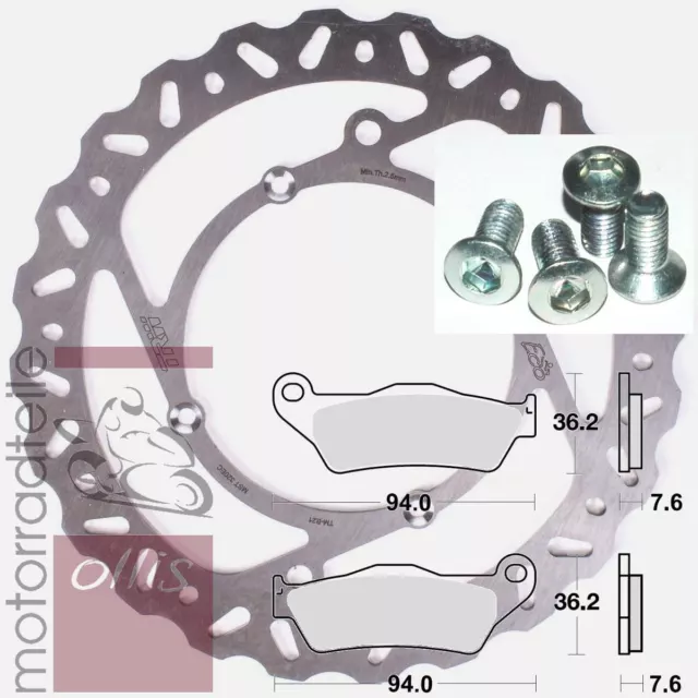 TRW Bremsscheibe vorne + Sinter Bremsbelag + Schrauben - Husqvarna CR 125 + ABE