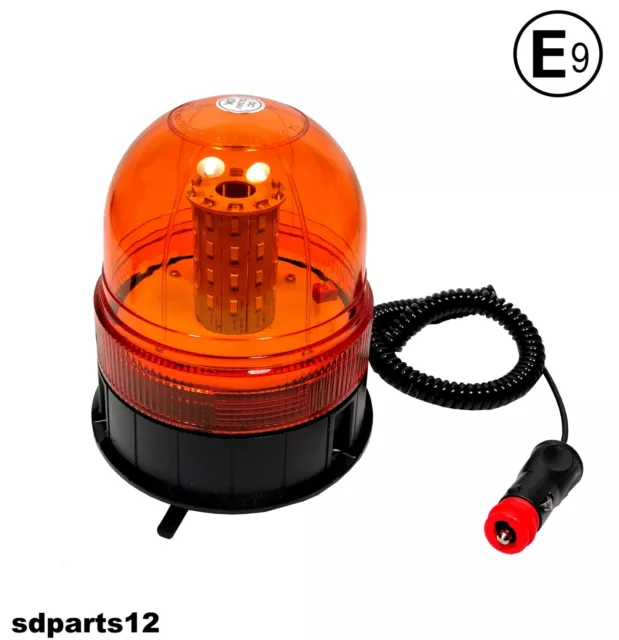 GYROPHARE 40 LED Magnétique 12V/24V Orange Pour Camion Bateau