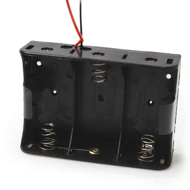 Portable 3X D Battery Holder Case Box - Cable Wire Included - 4.5V Organizer