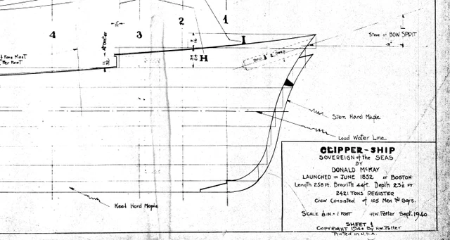 Boat Model 1940 Blueprint Plans Clipper Ship 1852 Sovereign of the Seas