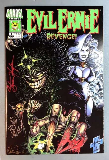 EVIL ERNIE 1, REVENGE  SIGNED BY BRIAN PULIDO, JIM BALENT and STEPHEN HUGHES  *