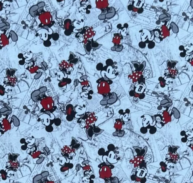 Disney Classic Mickey and Minnie Mouse Print | 100% Cotton Fabric