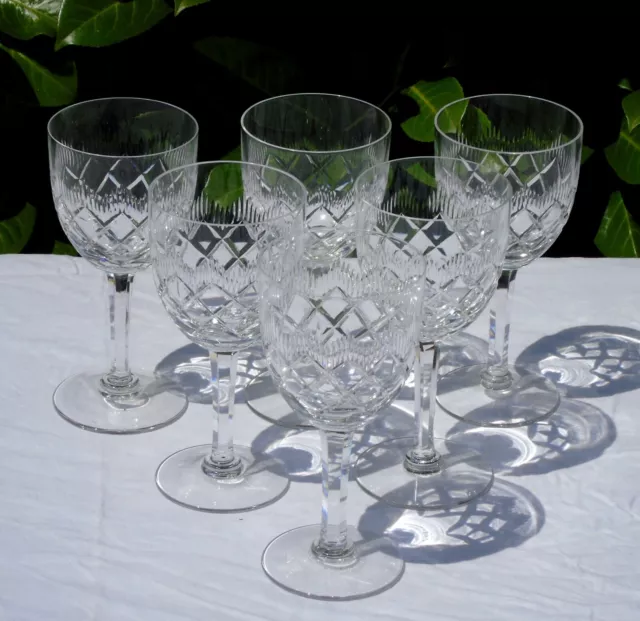 Cristallerie de Lorraine Lemberg - Service de 6 verres à eau en cristal taillé
