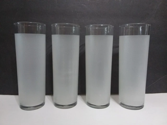 4 Vintage Libbey Frosted 7" Highball Tom Collins White Zombie Glasses 12oz - A5