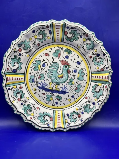 Deruta Pottery Hand Painted Italian Plate Italy Rooster Vintage Siena ( 9.5 in )