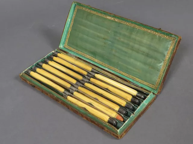 Antique French 950 Sterling Silver Carved Handle Fruit/Dessert Knives Set of 12