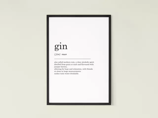 Gin Definition Print, Wall Art Prints, Gin Lover Gifts, Birthday Gift, Family