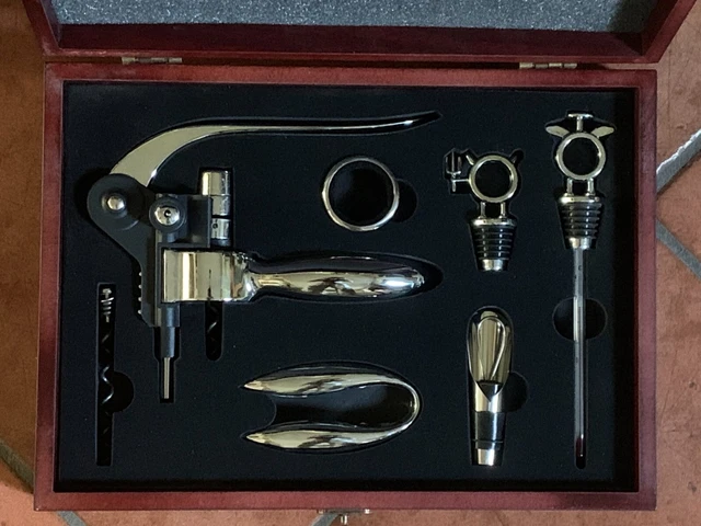 GMMH LN 16 - 11 - Set accessori da vino, 6 pezzi, idea regalo, con coltellino da sommelier