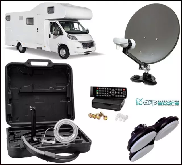 Kit Parabola Portatile Satellitare 40 cm da per Camper con Decoder TV 12V Cavo