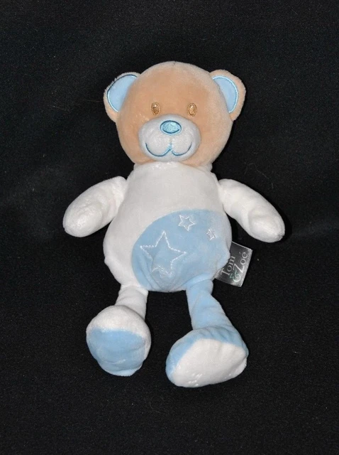 Peluche Doudou Ours Tom & Zoé CMP Beige Bleu Blanc Etoile 25 Cm Etat NEUF