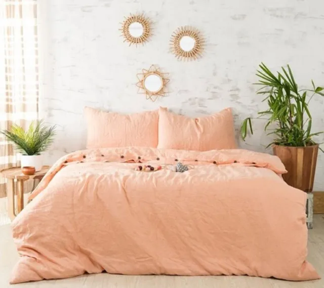 Peach Linen Duvet Cover Softened Linen Bedding set Stonewashed Duvet Cover