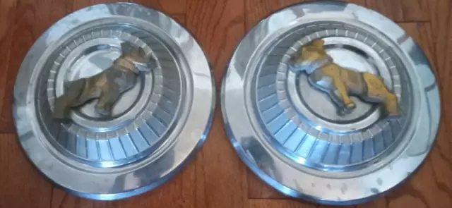 Vintage (2) 1960's Chevy SS - Poverty 10 1/2in "Dog Dish" Hubcaps w / Bulldogs