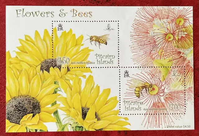 Pitcairn Islands - 2008 - Flowers And Bees Mini Sheet- Sg Ms767 - Mnh